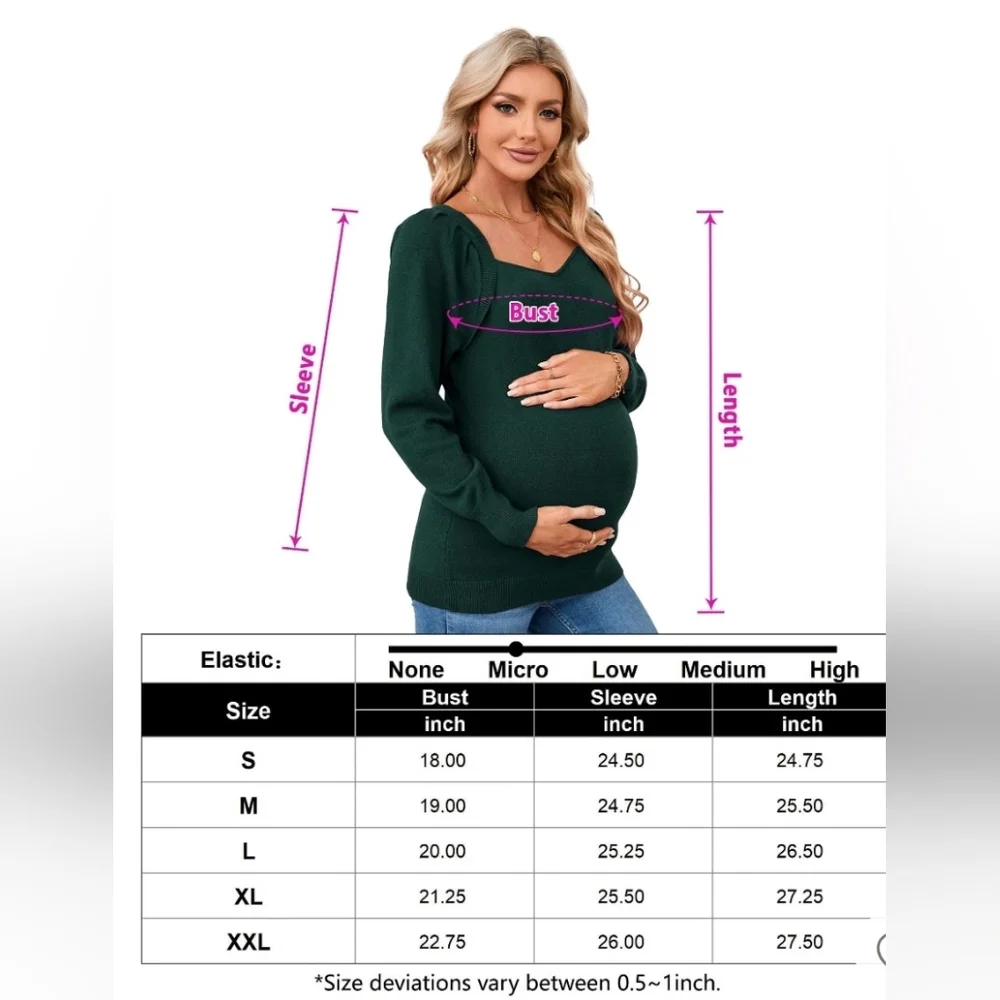 NWT! Womens Medium Dark Green Maternity Long Sleeve Sweater